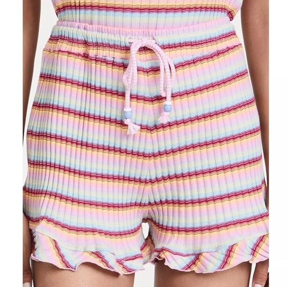 Roller Rabbit Pants - Roller Rabbit Candy Stripe‎ Delilah Short Rainbow Pleated Ruffle Drawstring